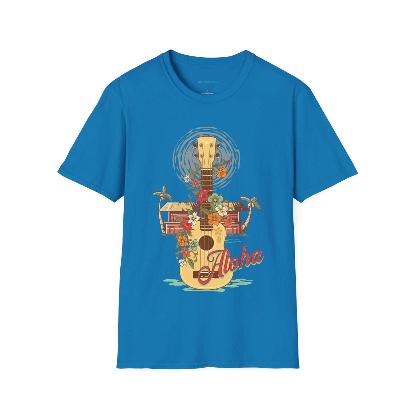 Ukulele Hawaiian design T-Shirt Cotton unisex Tee fits Women or Men