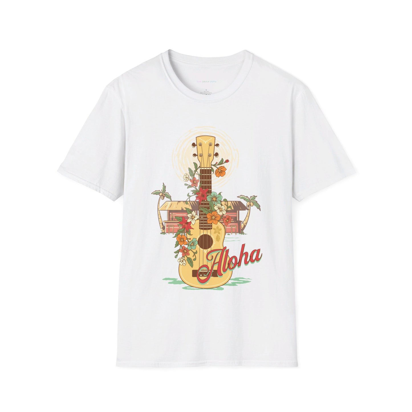 Ukulele Hawaiian design T-Shirt Cotton unisex Tee fits Women or Men