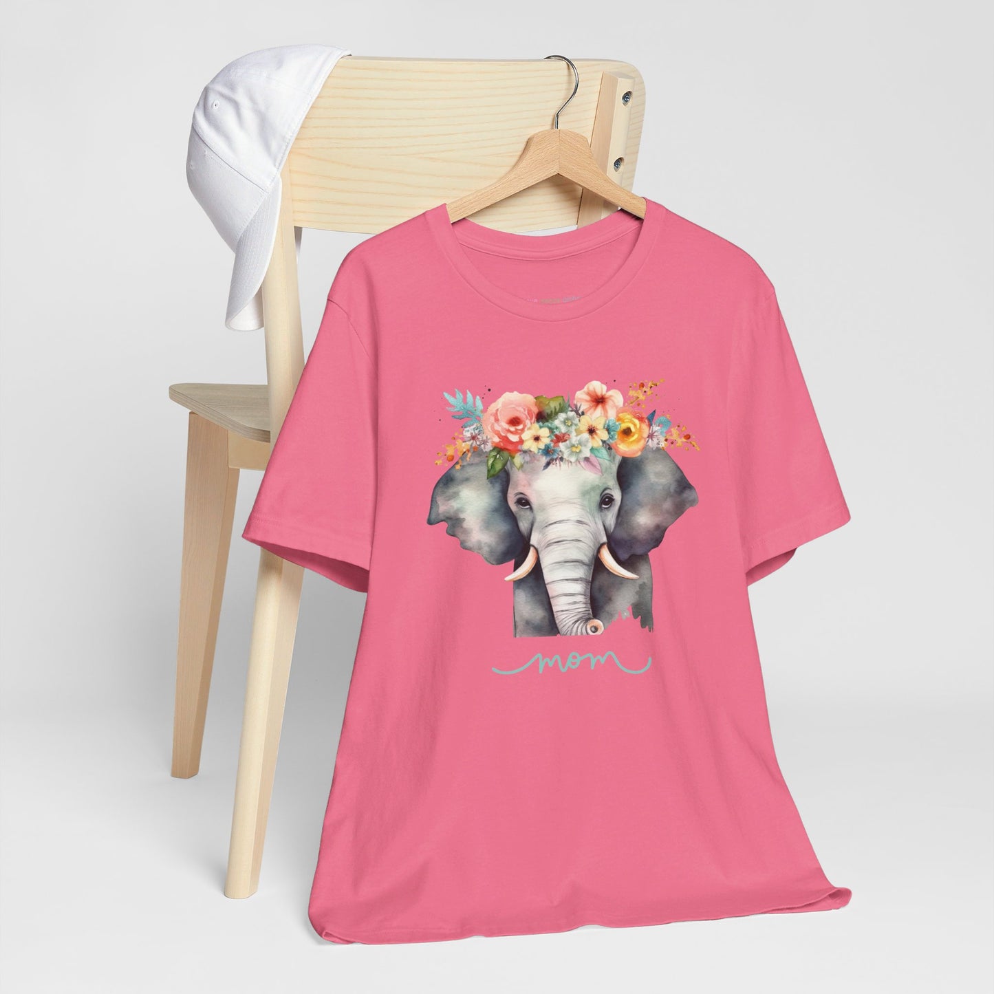 Pretty Elephant with Flower Crown Women's T-Shirt, Sweet Mom Gift Tee!