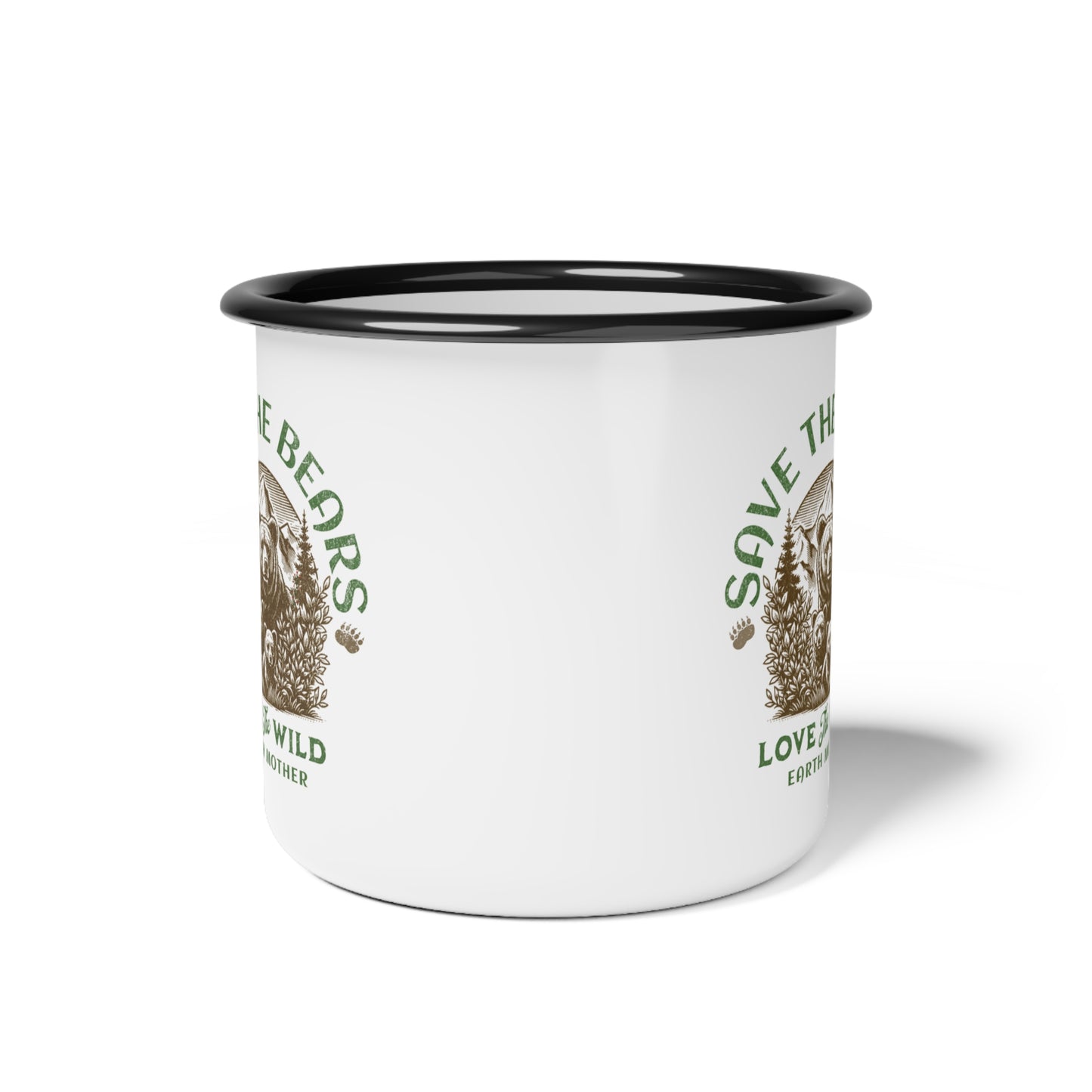 Save The Bears Enamel Camp Coffee Mug, retro style cup campers love