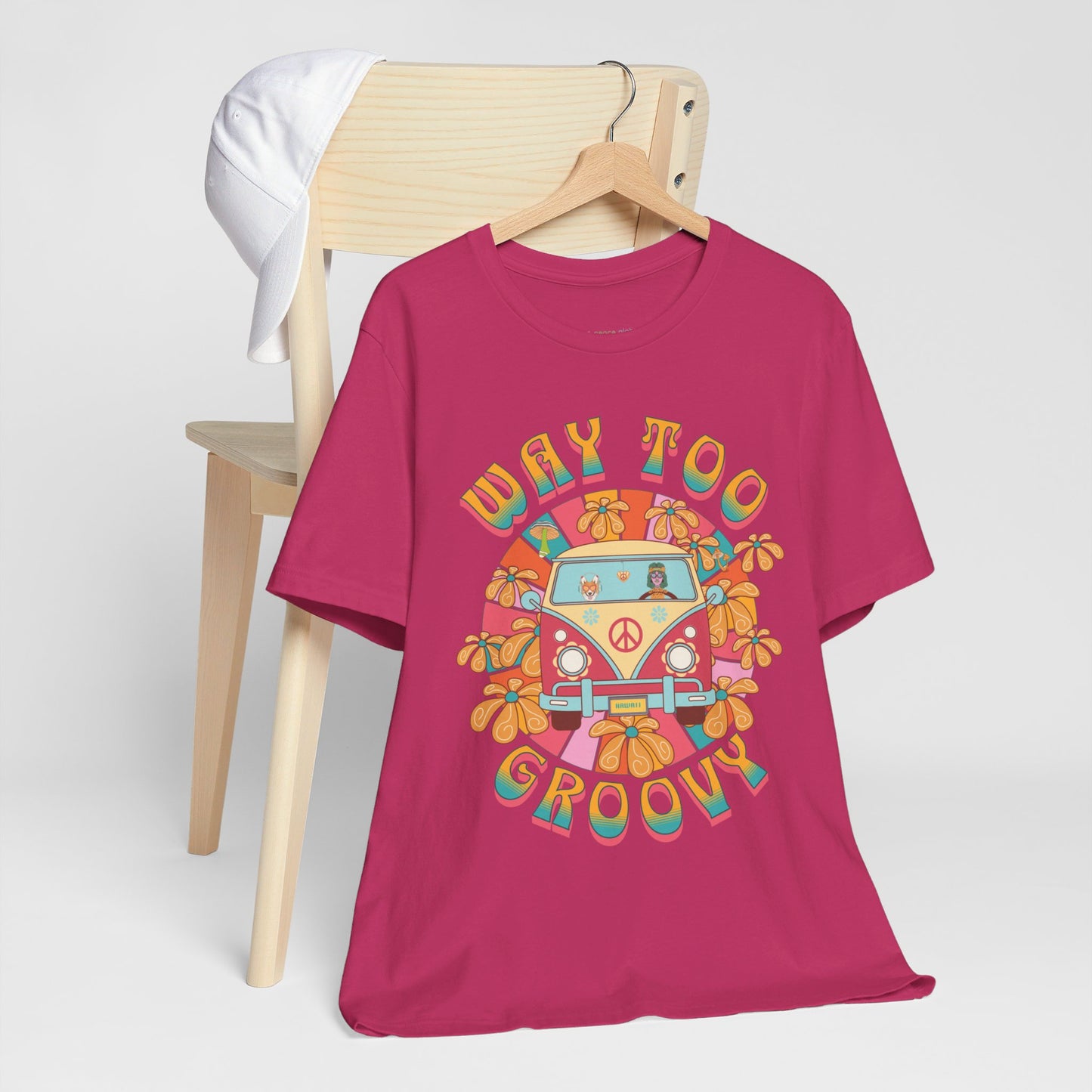 Retro 60s 70s Groovy Hippie Chick Cotton T-Shirt, unisex in 8 colors