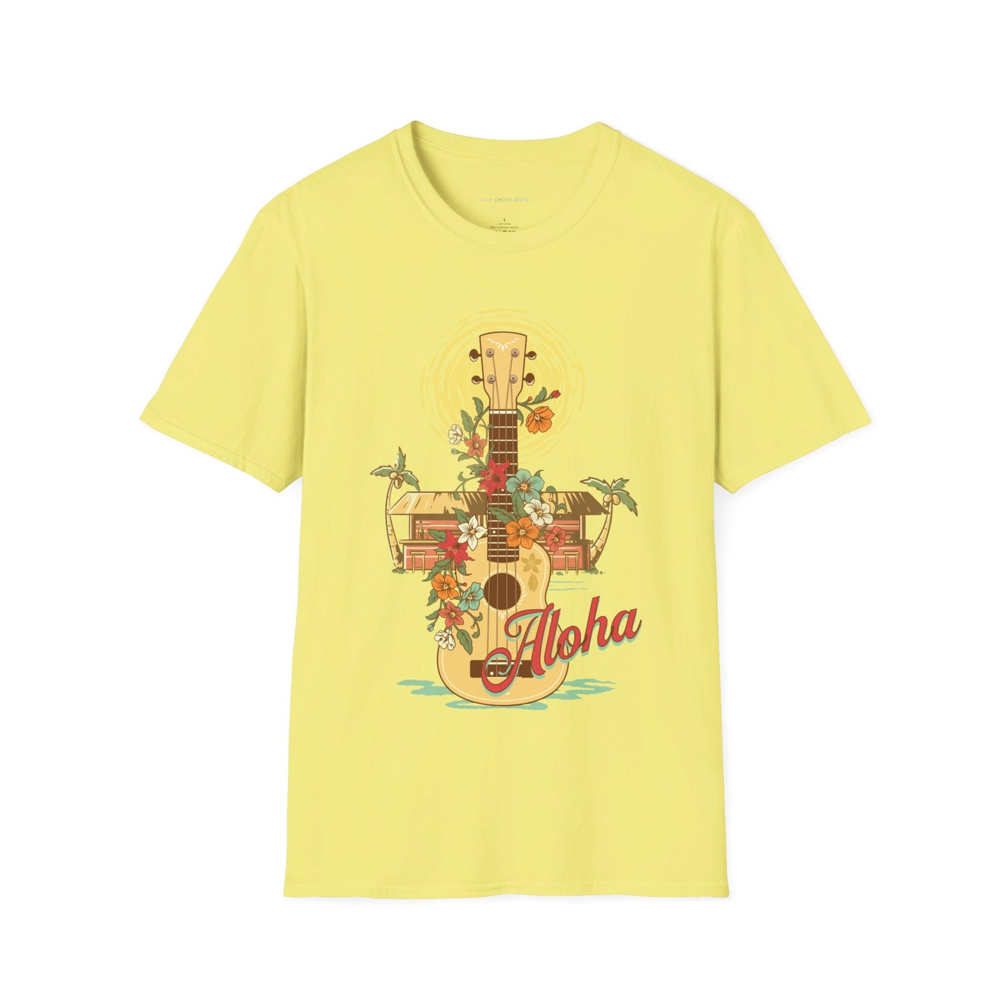 Ukulele Hawaiian design T-Shirt Cotton unisex Tee fits Women or Men