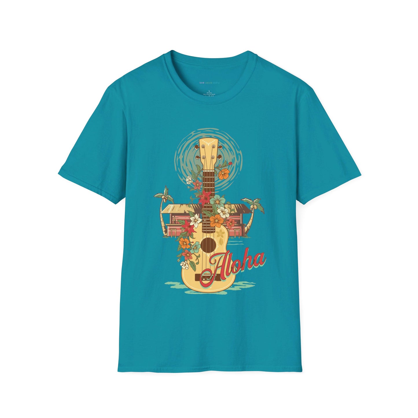 Ukulele Hawaiian design T-Shirt Cotton unisex Tee fits Women or Men