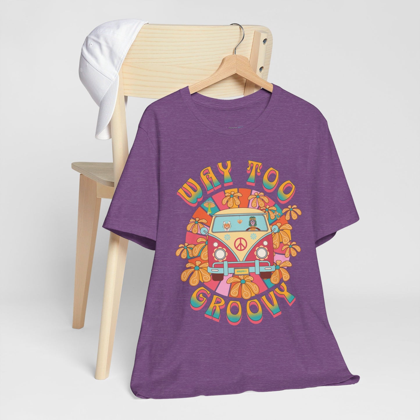 Retro 60s 70s Groovy Hippie Chick Cotton T-Shirt, unisex in 8 colors
