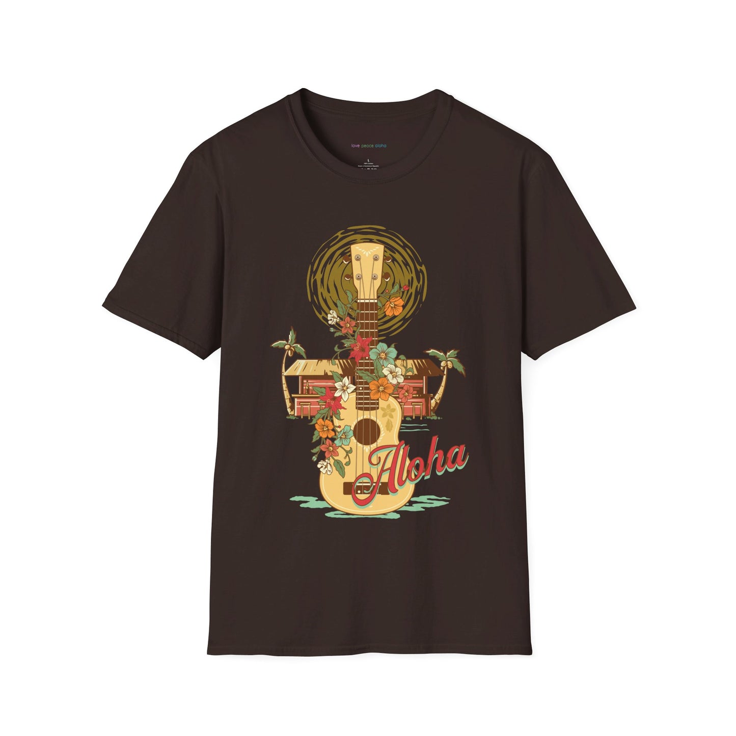 Ukulele Hawaiian design T-Shirt Cotton unisex Tee fits Women or Men