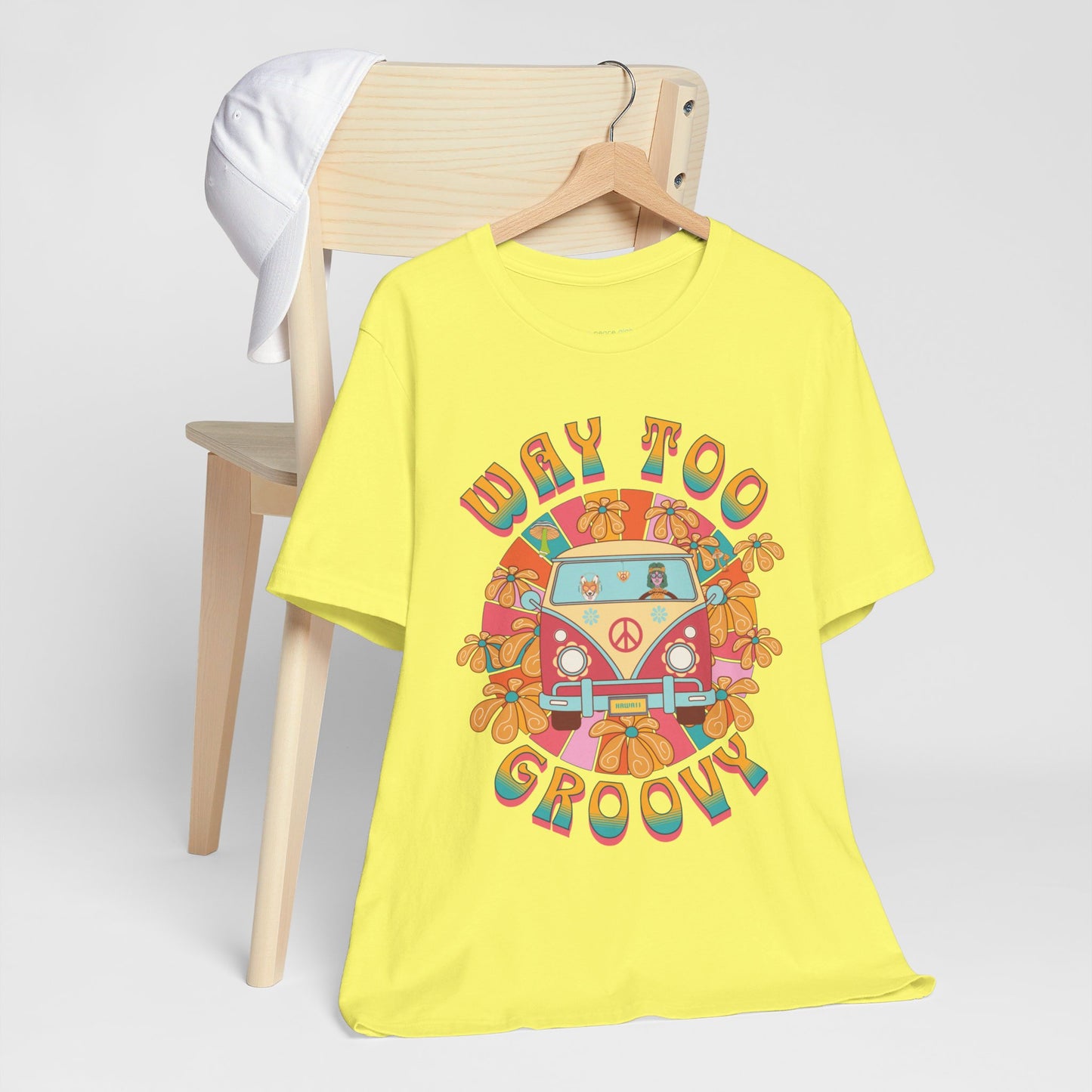 Retro 60s 70s Groovy Hippie Chick Cotton T-Shirt, unisex in 8 colors