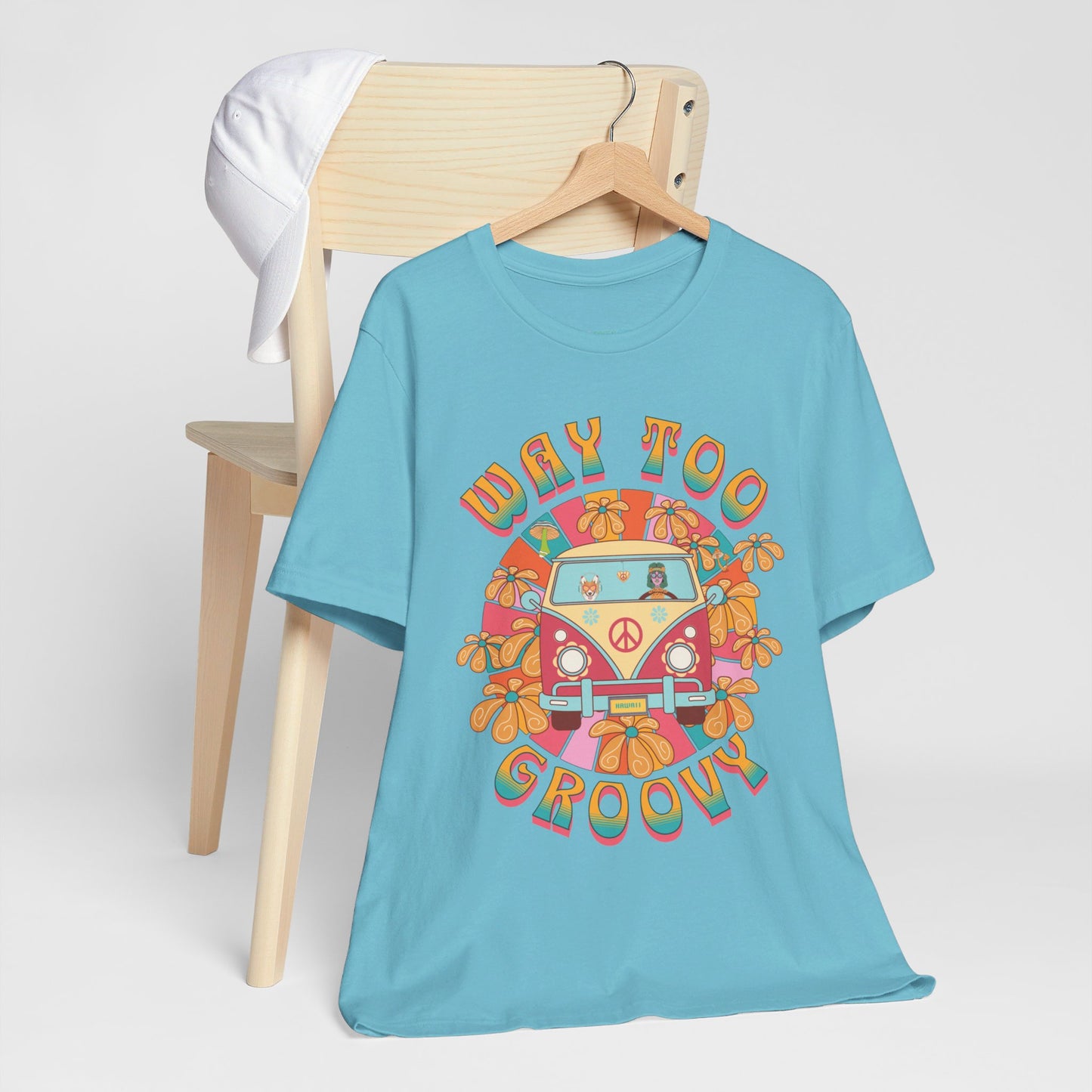 Retro 60s 70s Groovy Hippie Chick Cotton T-Shirt, unisex in 8 colors