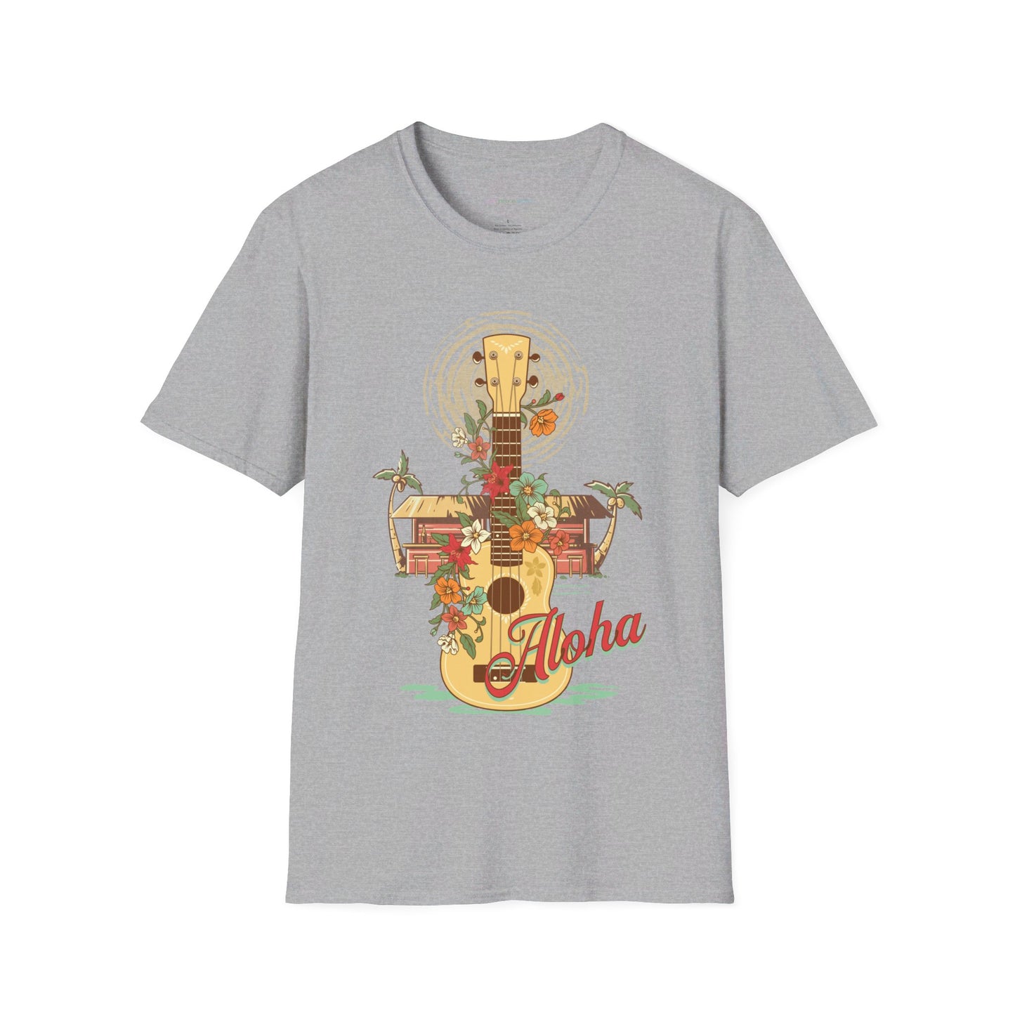 Ukulele Hawaiian design T-Shirt Cotton unisex Tee fits Women or Men