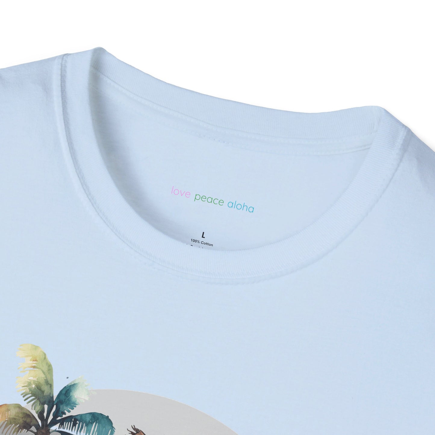Hawaii Beach Tropical Hut design Cotton T-shirt in array of colors fits Men, Women, Teens