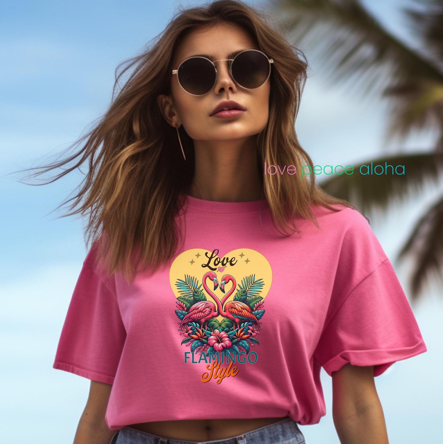 Womens Pink T-Shirt with Valentine Love Graphics