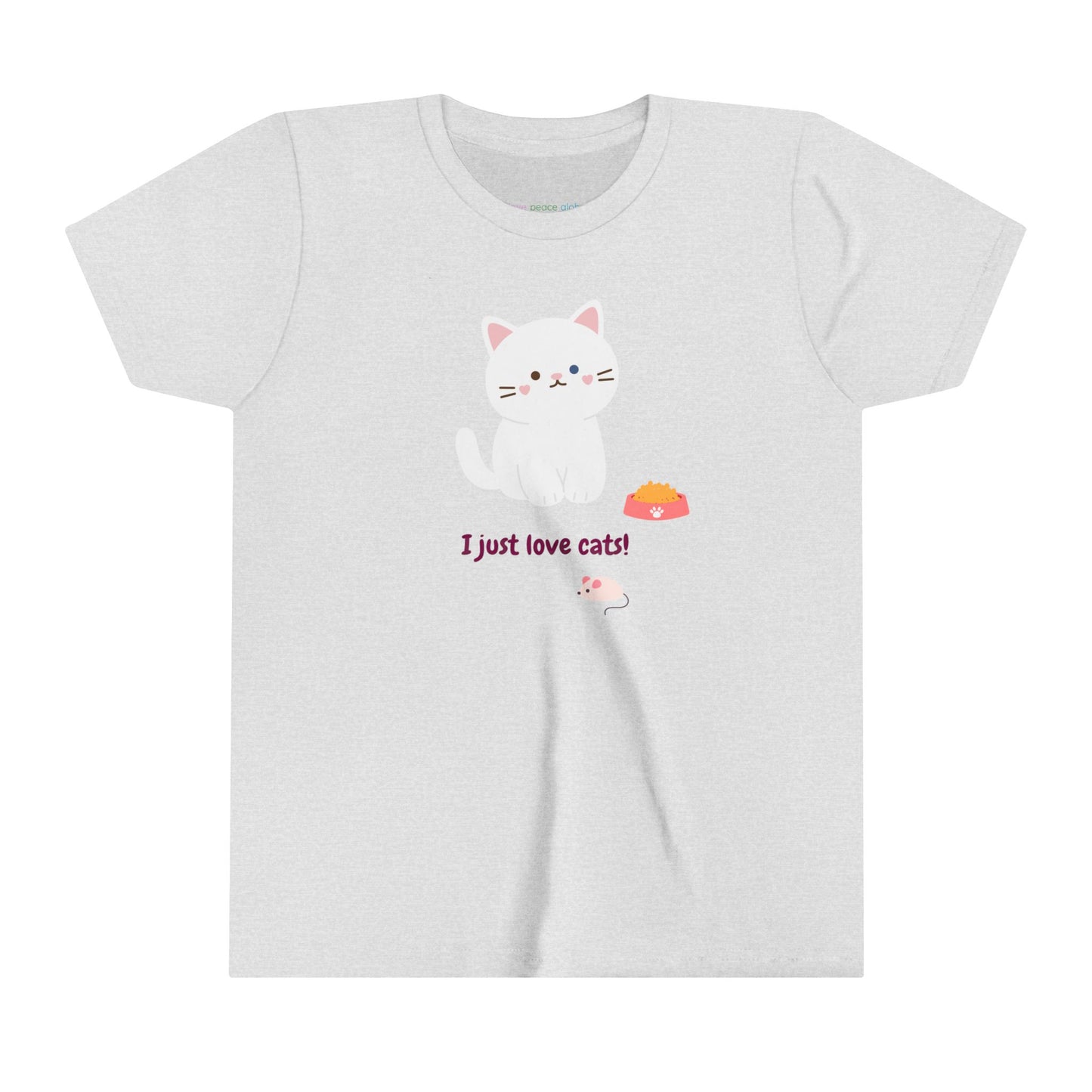 I Love Cats Kid's T-Shirt for Girl or Boy - Cute Youth Cotton Tee Top