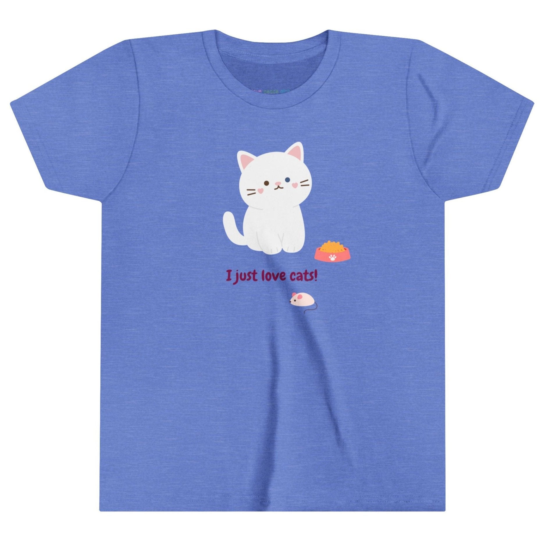 I Love Cats Heather Blue Kids T-Shirt