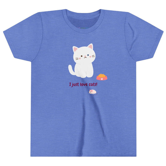 I Love Cats Heather Blue Kids T-Shirt