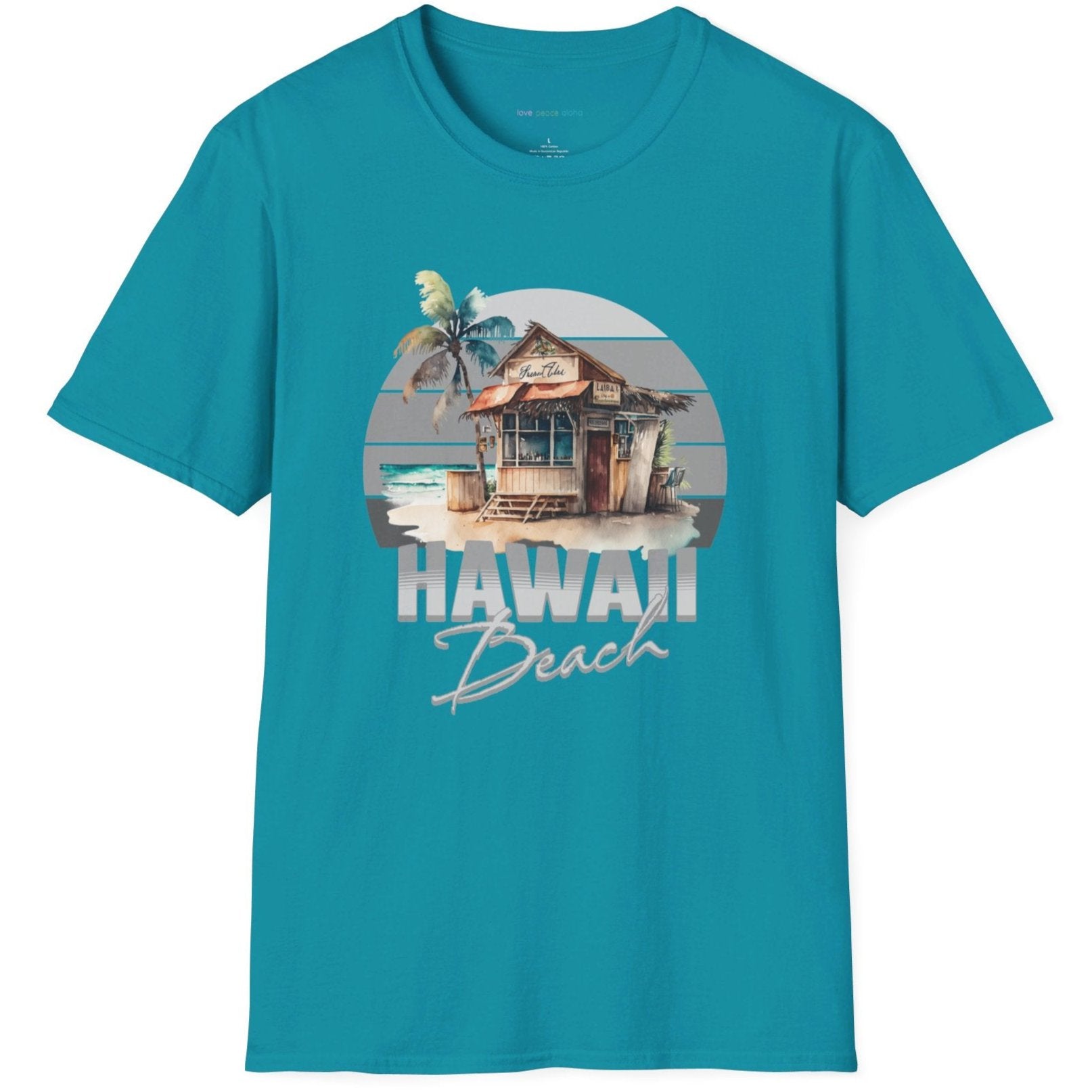 Hawaii Beach Hut T-Shirt Unisex Tropical Blue