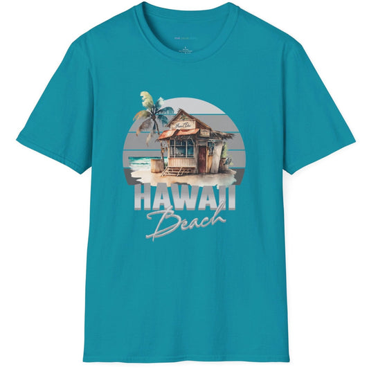 Hawaii Beach Hut T-Shirt Unisex Tropical Blue