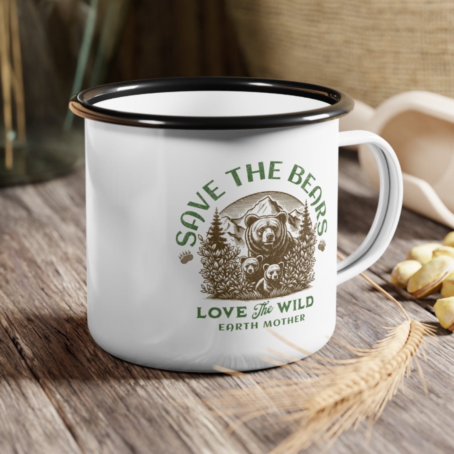 Save the Bears Enamal Coffee Mug