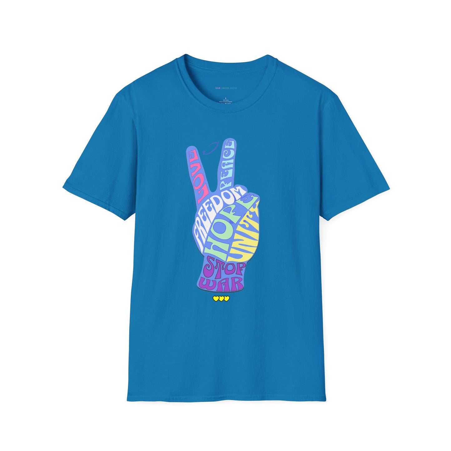 Peace Hand message women or men's T-Shirt - Hippie style Retro Tee