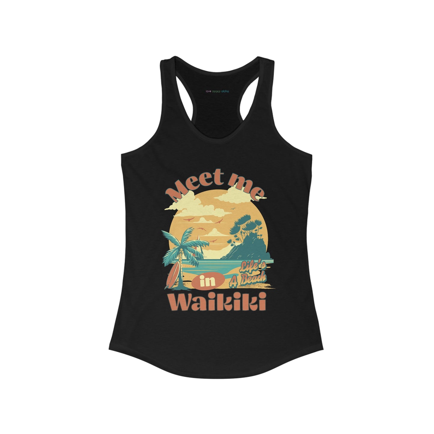 Waikiki design Women's Racerback Tank Top  - Hawaii Beach Tee