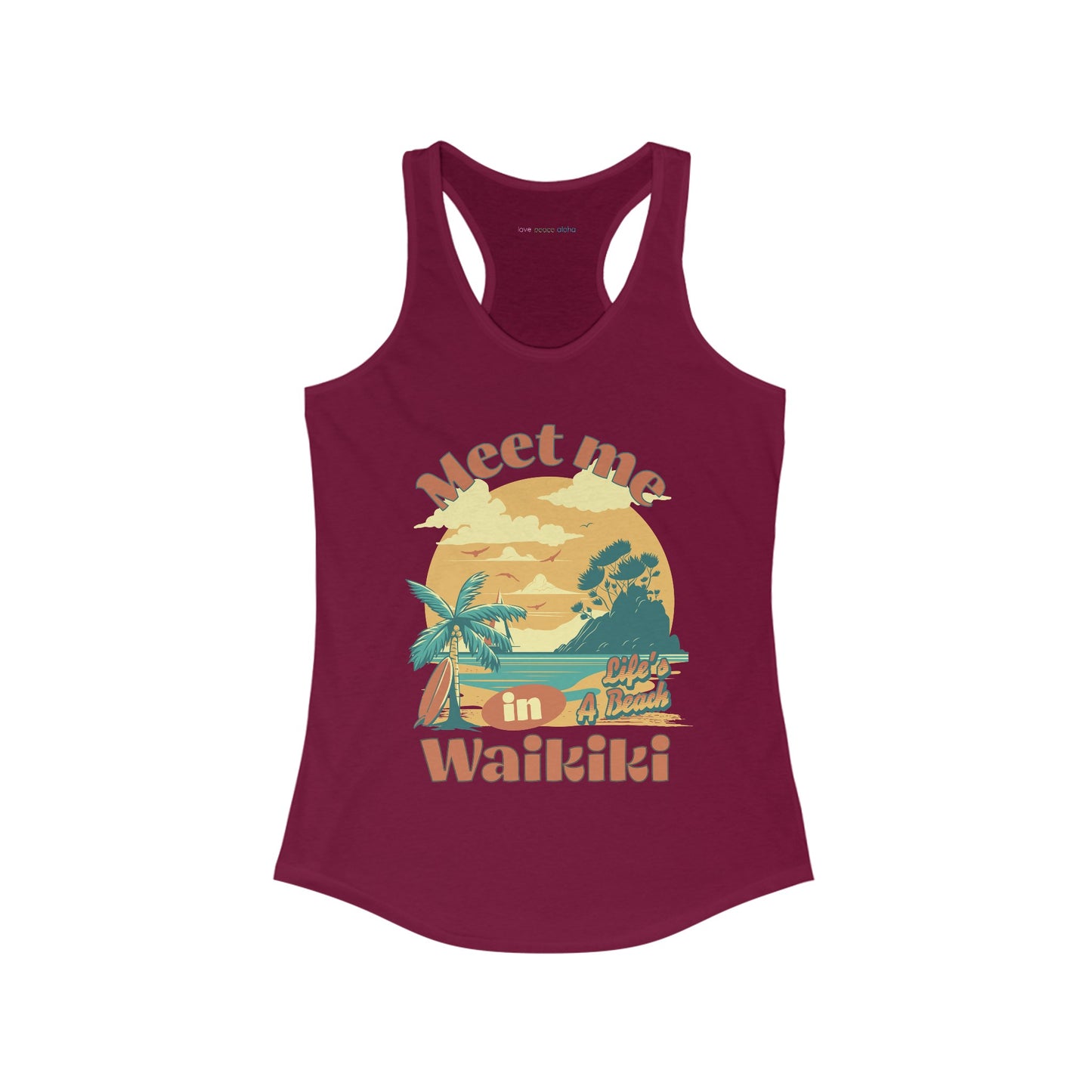 Waikiki design Women's Racerback Tank Top  - Hawaii Beach Tee