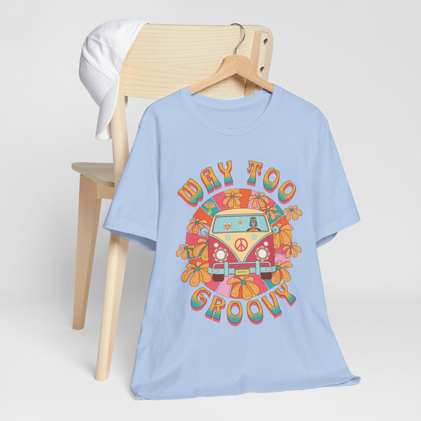 Retro 60s 70s Groovy Hippie Chick Cotton T-Shirt, unisex in 8 colors