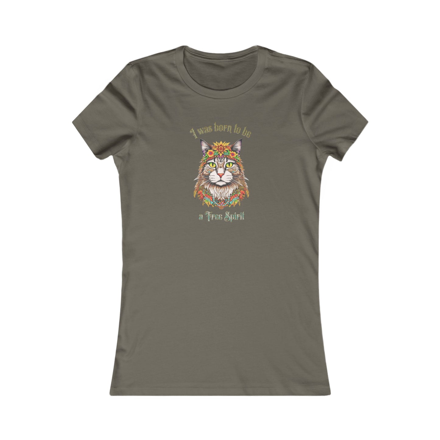 Hippie Cat Women's Fitted T-Shirt - Short Sleeve Fashion Tee Top