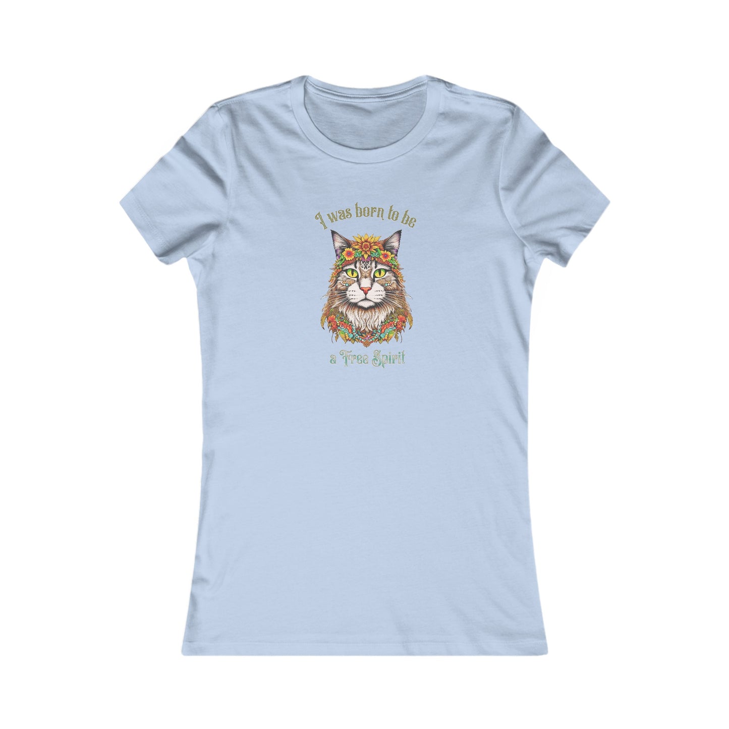 Hippie Cat Women's Fitted T-Shirt - Short Sleeve Fashion Tee Top