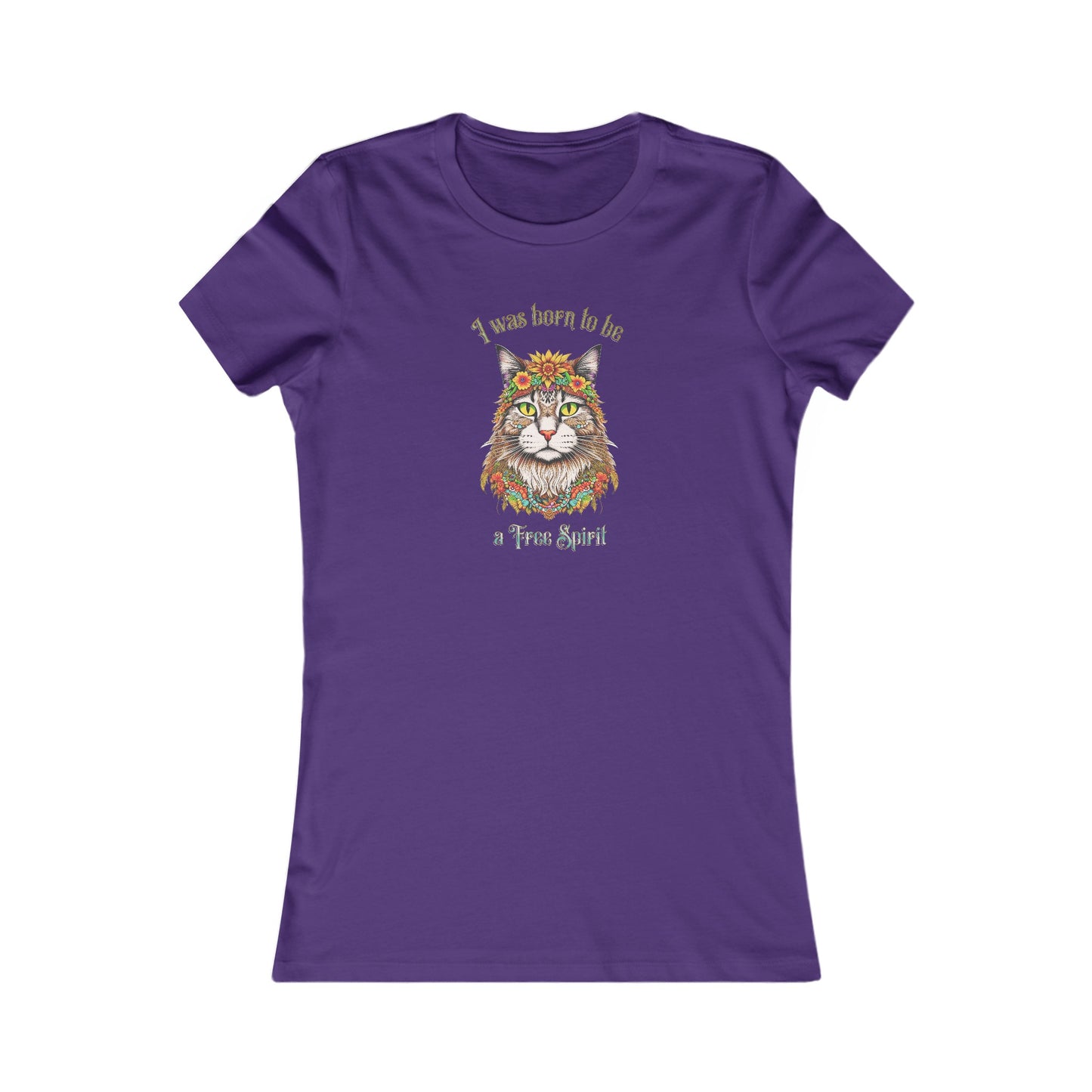 Hippie Cat Women's Fitted T-Shirt - Short Sleeve Fashion Tee Top