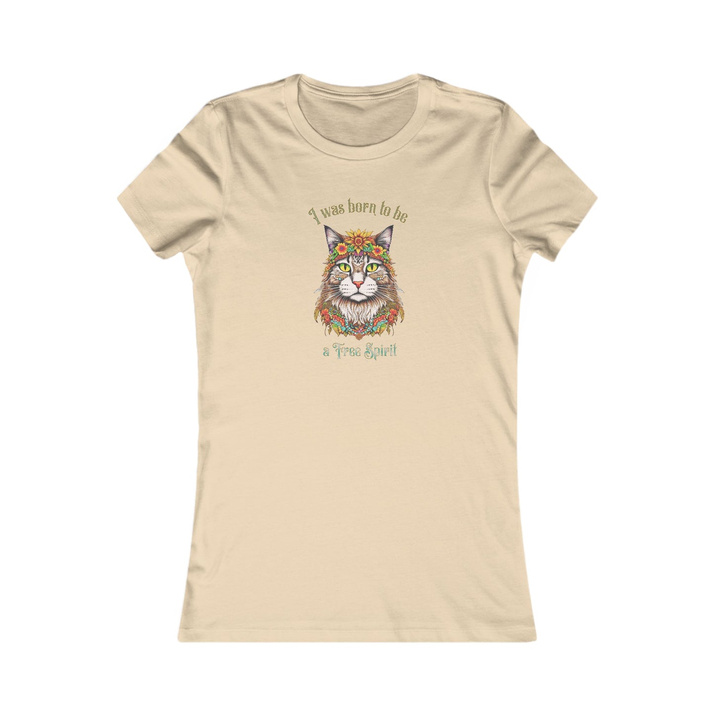 Hippie Cat Women's Fitted T-Shirt - Short Sleeve Fashion Tee Top