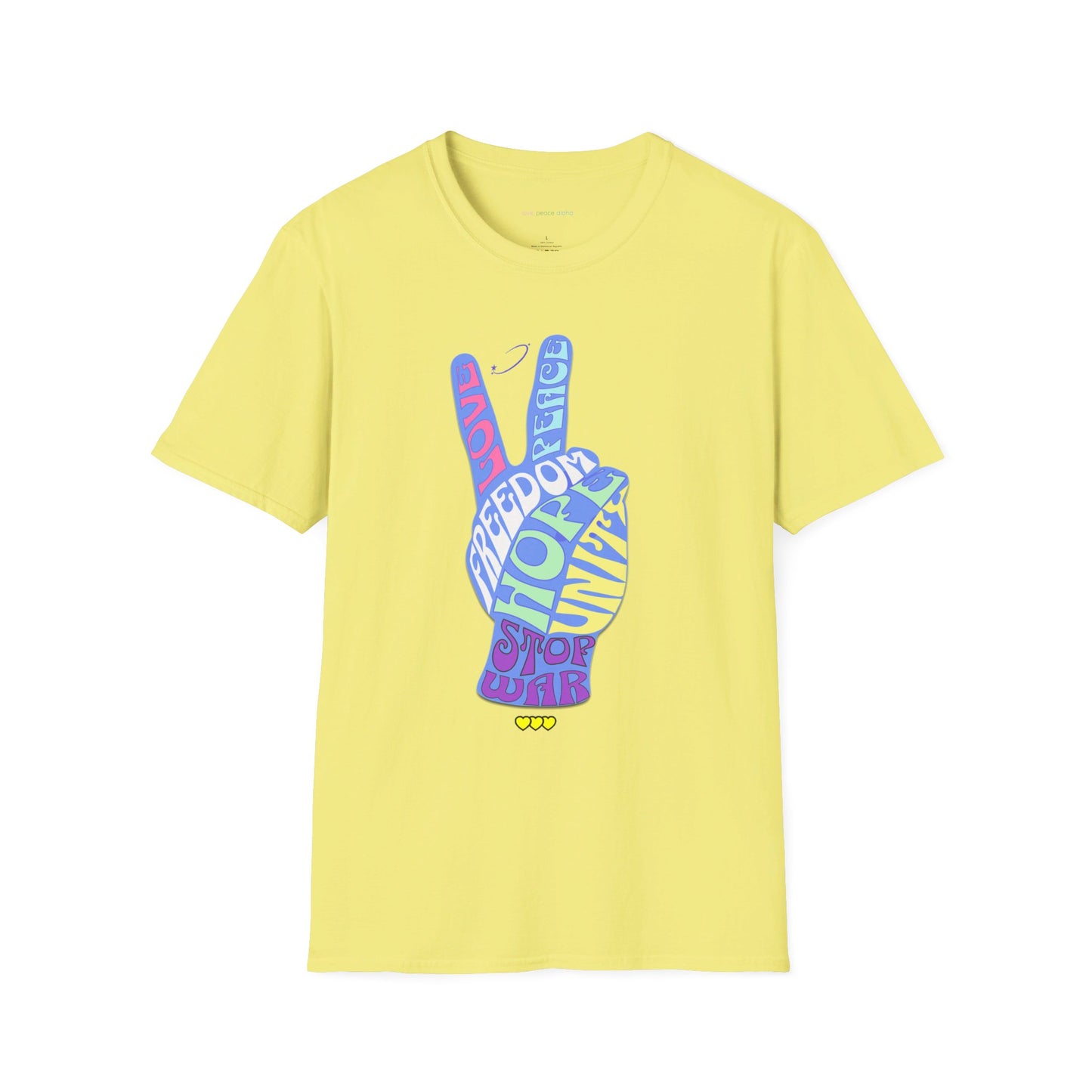 Peace Hand message women or men's T-Shirt - Hippie style Retro Tee