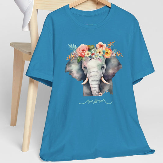 Mom Elephant T-Shirt Blue 