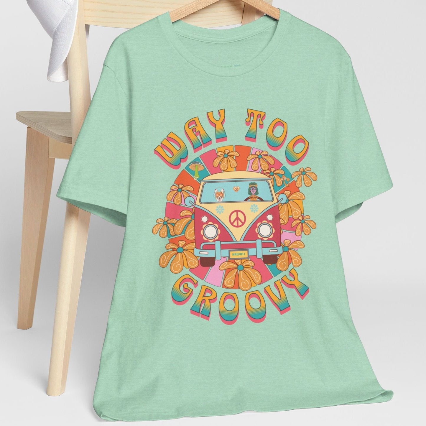 Too Groovy Hippie Chick T-Shirt, unisex Mint